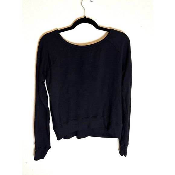 PAM & GELA Criss Cross Open Back Sweatshirt Black Size P - Picture 1 of 5